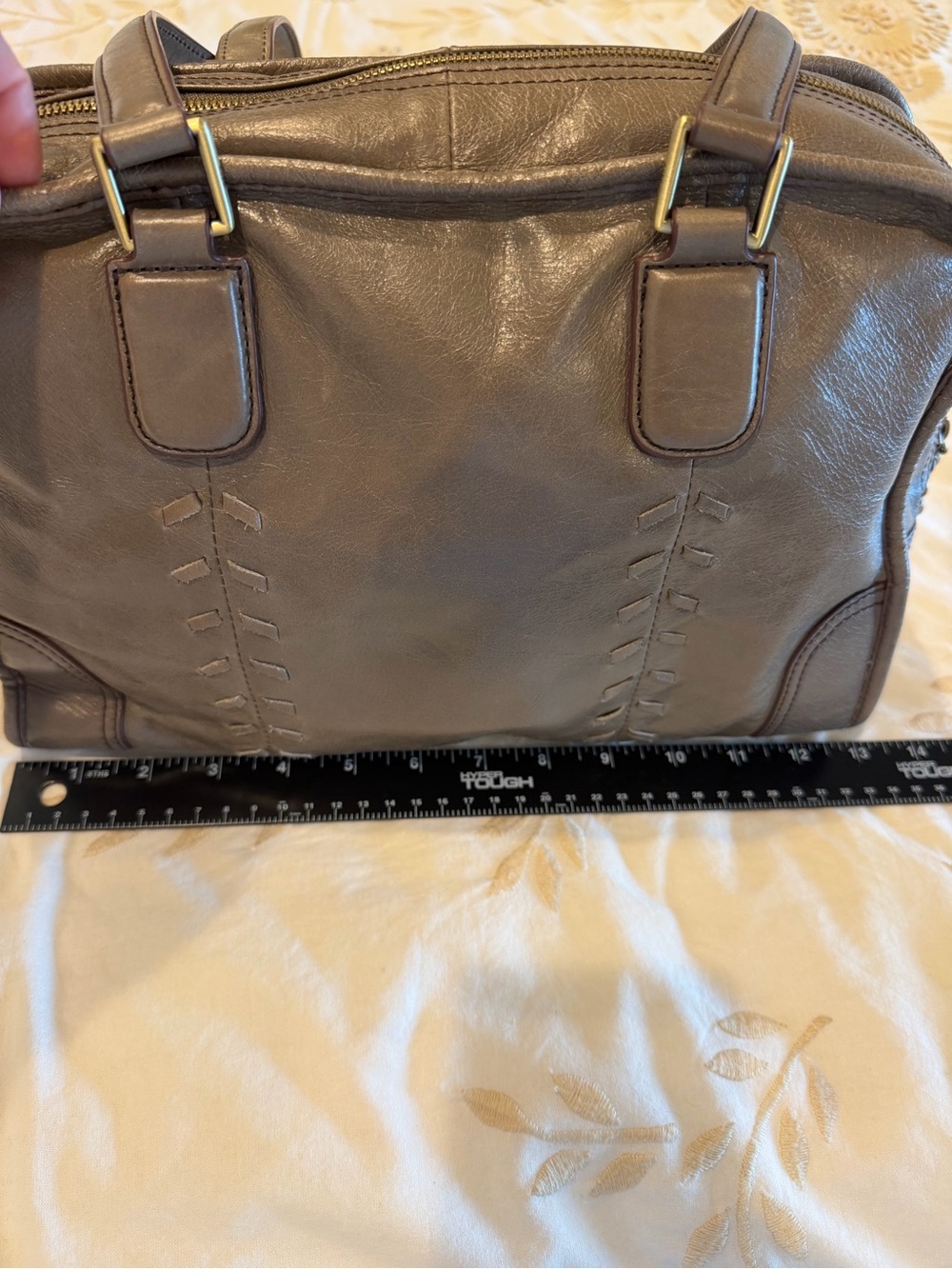 Gray Leather Hobo International Sutton Tote Handbag - Picture 5 of 8